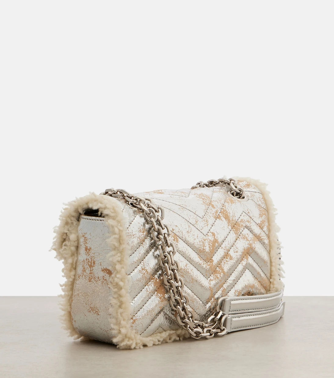 Gucci - GG Marmont Medium metallic leather shoulder bag