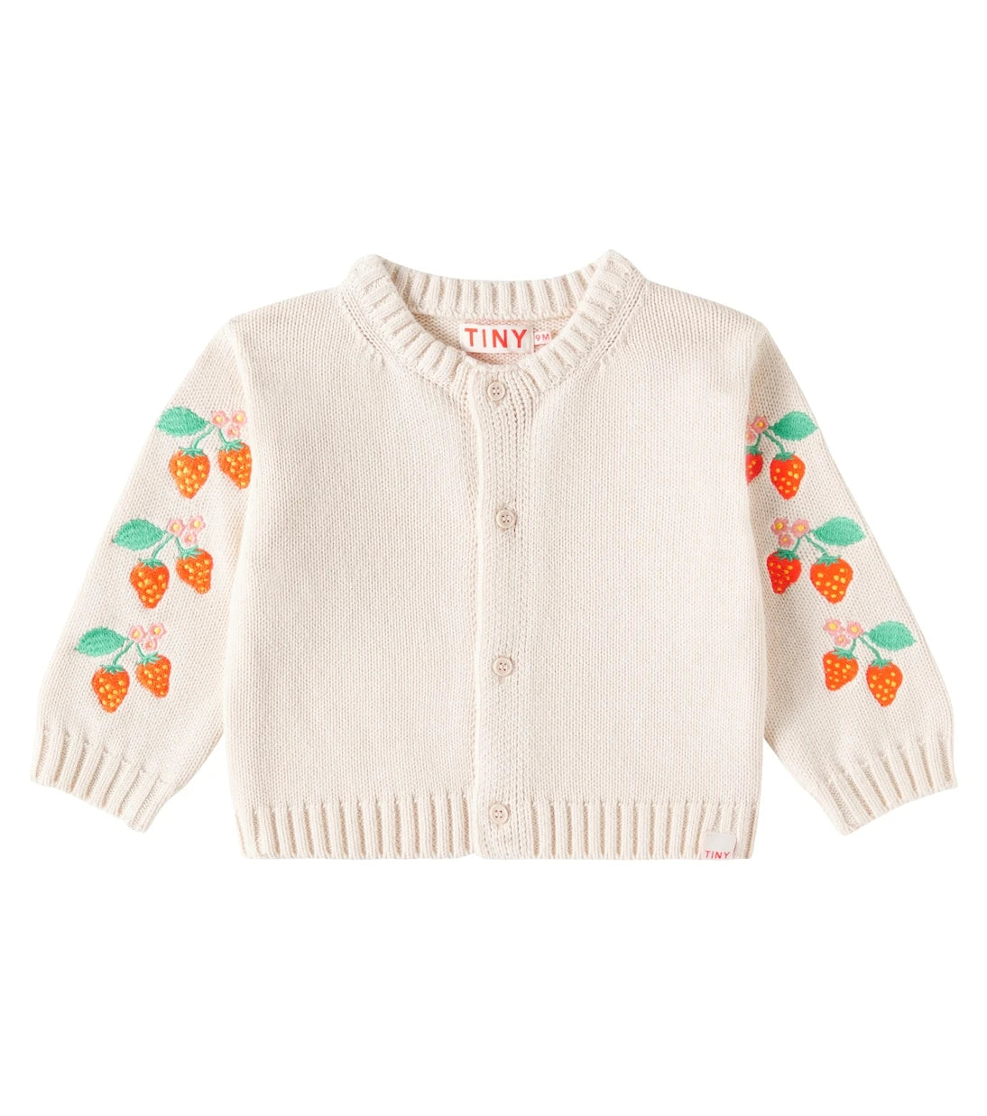 Tinycottons - Baby Strawberries embroidered cotton cardigan
