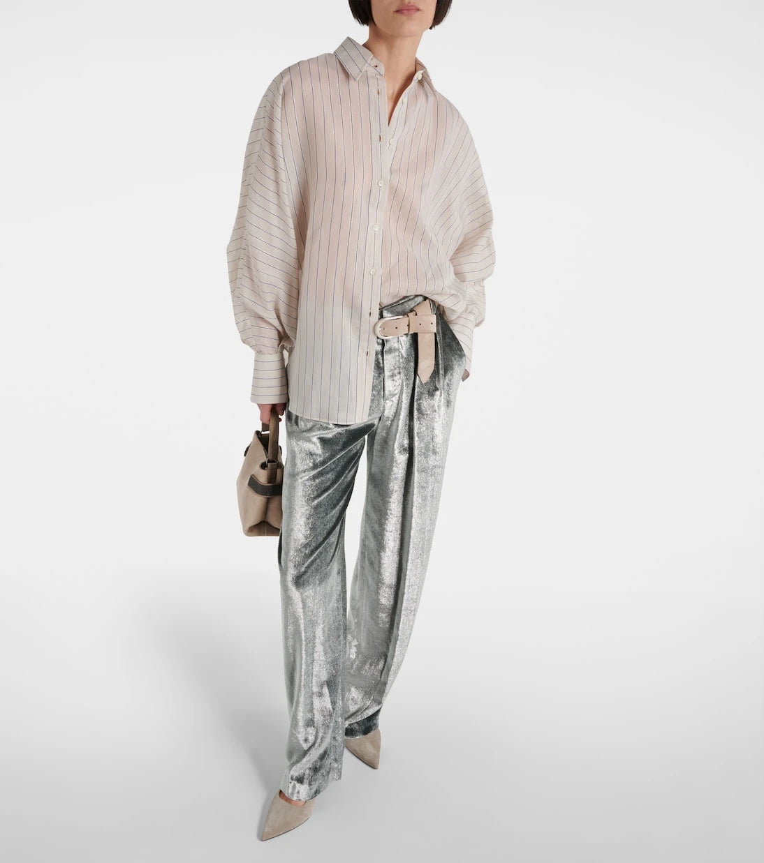 Brunello Cucinelli - Cotton-blend lamé shirt