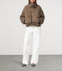 AllSaints Brown Suede Clay Bomber Jacket
