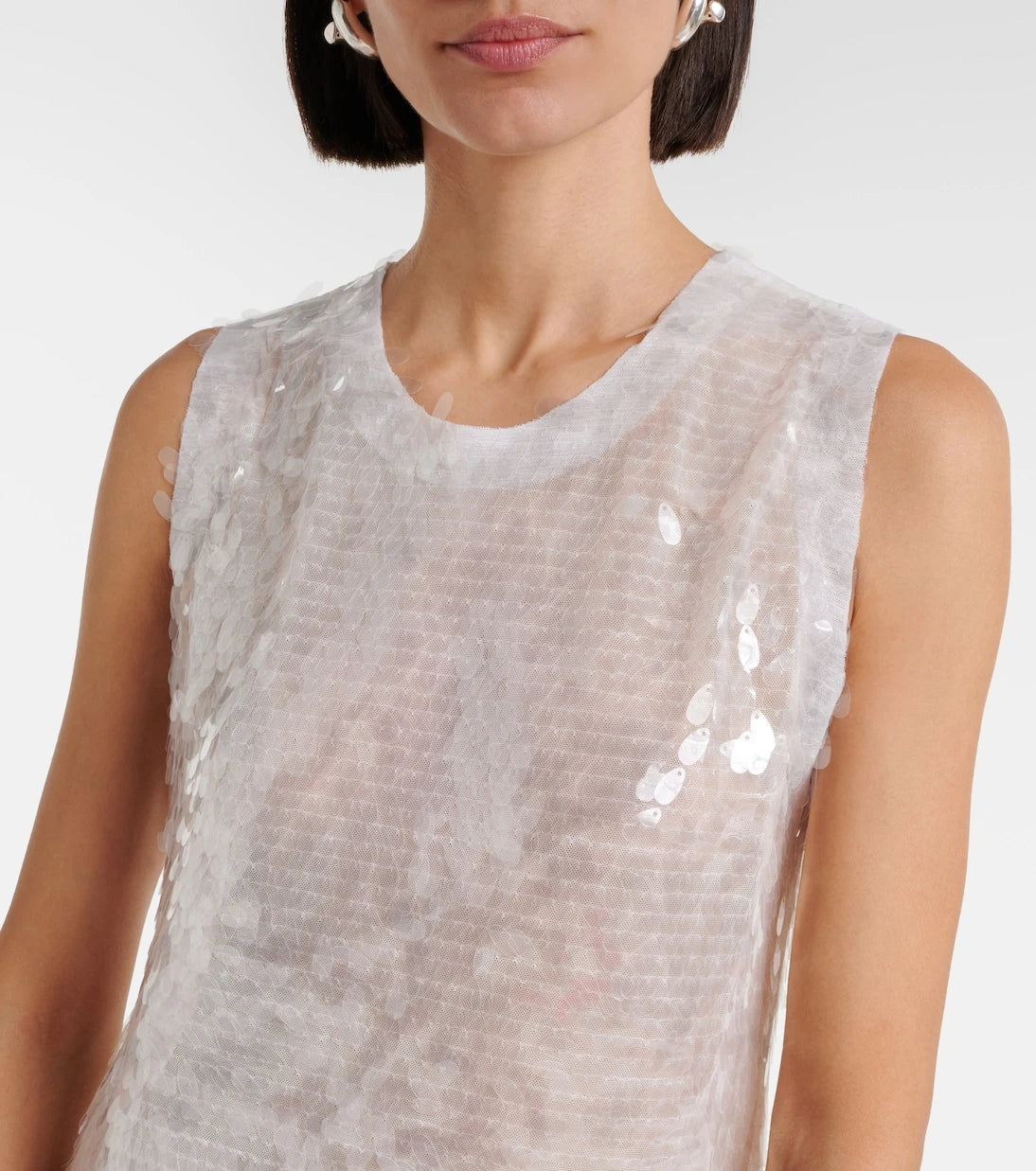 Norma Kamali - Sequined semi-sheer mesh minidress