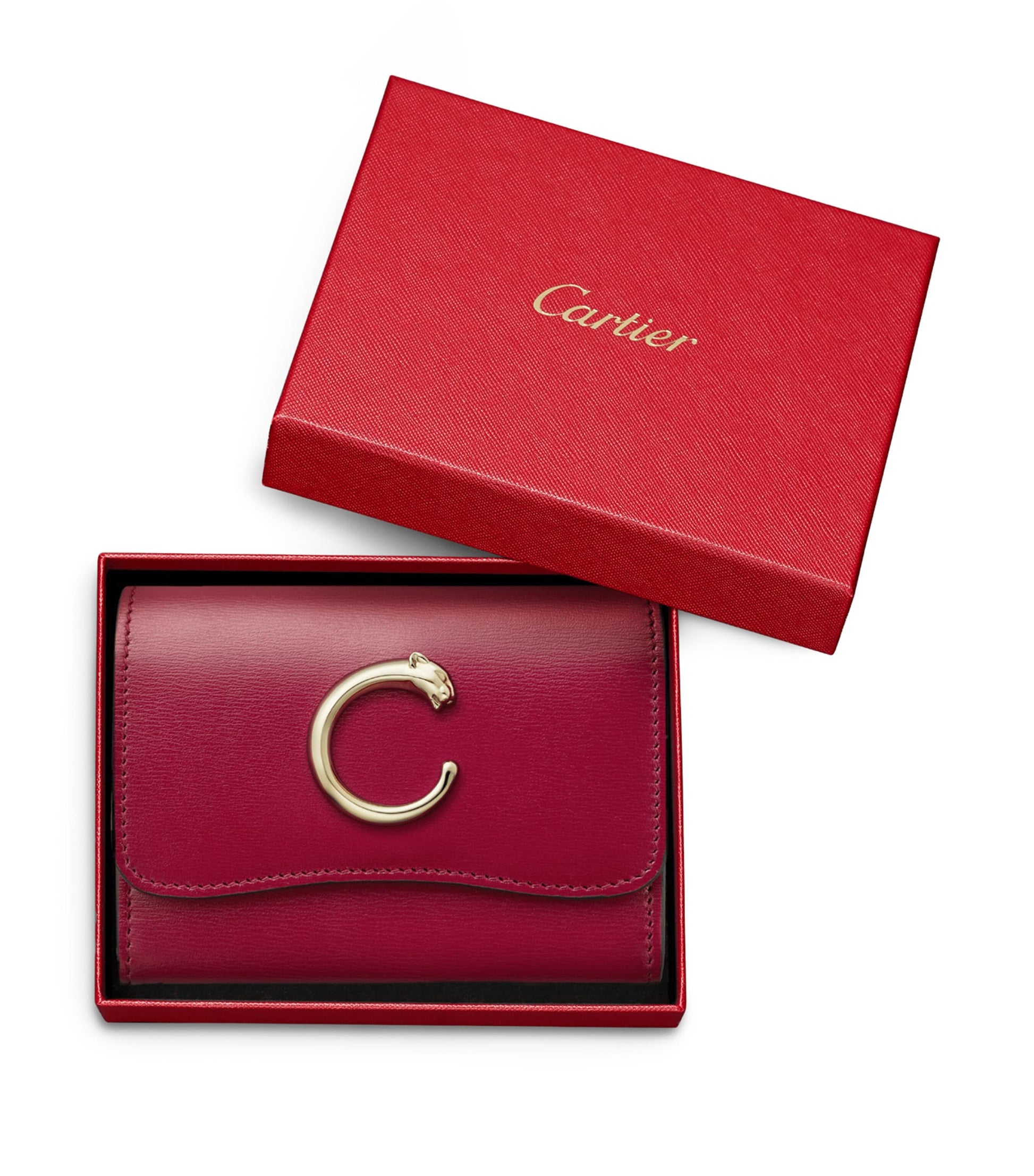 Red Calfskin Panthère de Cartier Mini Wallet