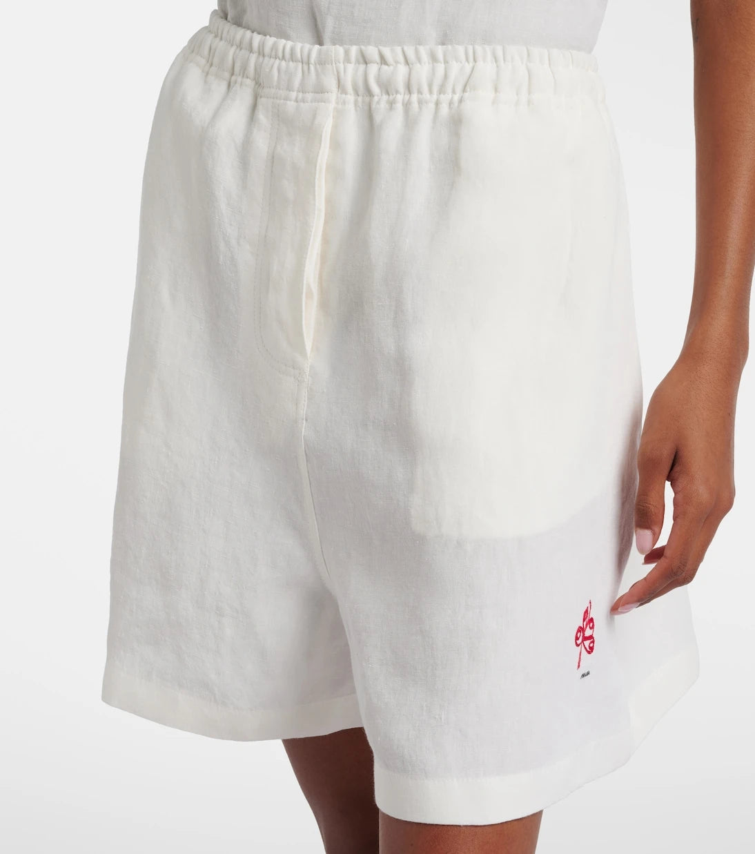 Prada - Embroidered linen shorts