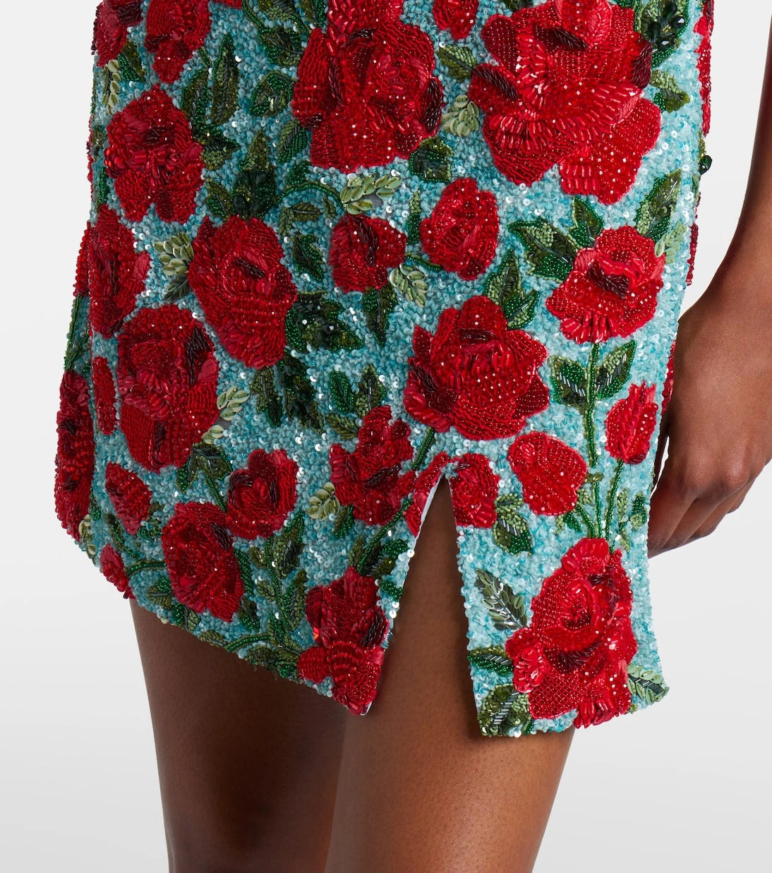 Là Fuori - Crimson Rose sequined minidress
