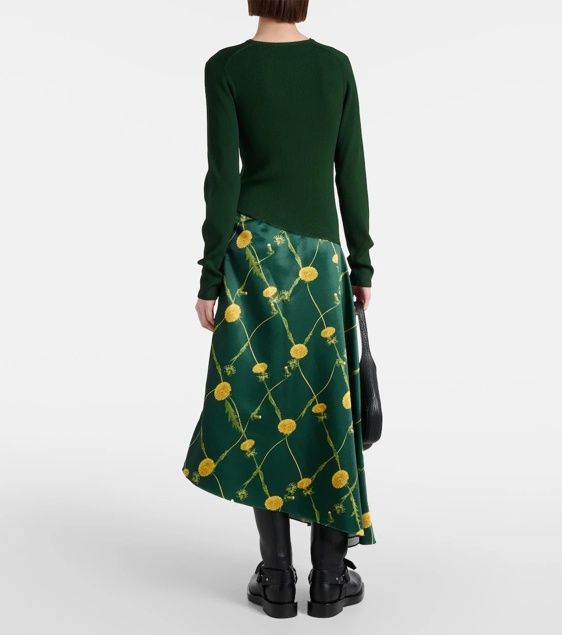 Burberry - فستان ميدي من الجيرسيه والساتان المطبوع