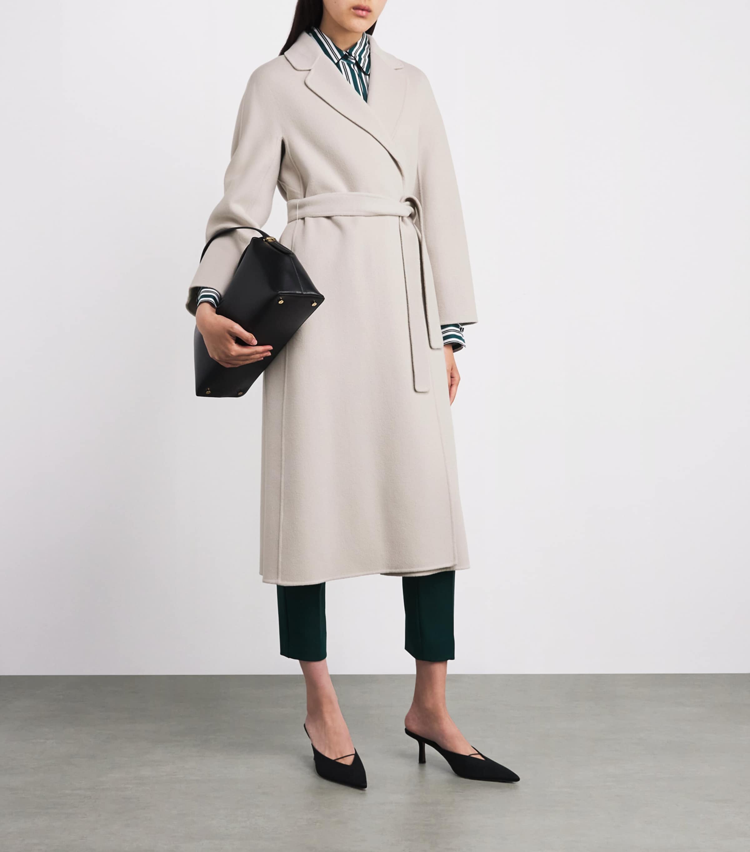 Max Mara White Virgin Wool Wrap Coat