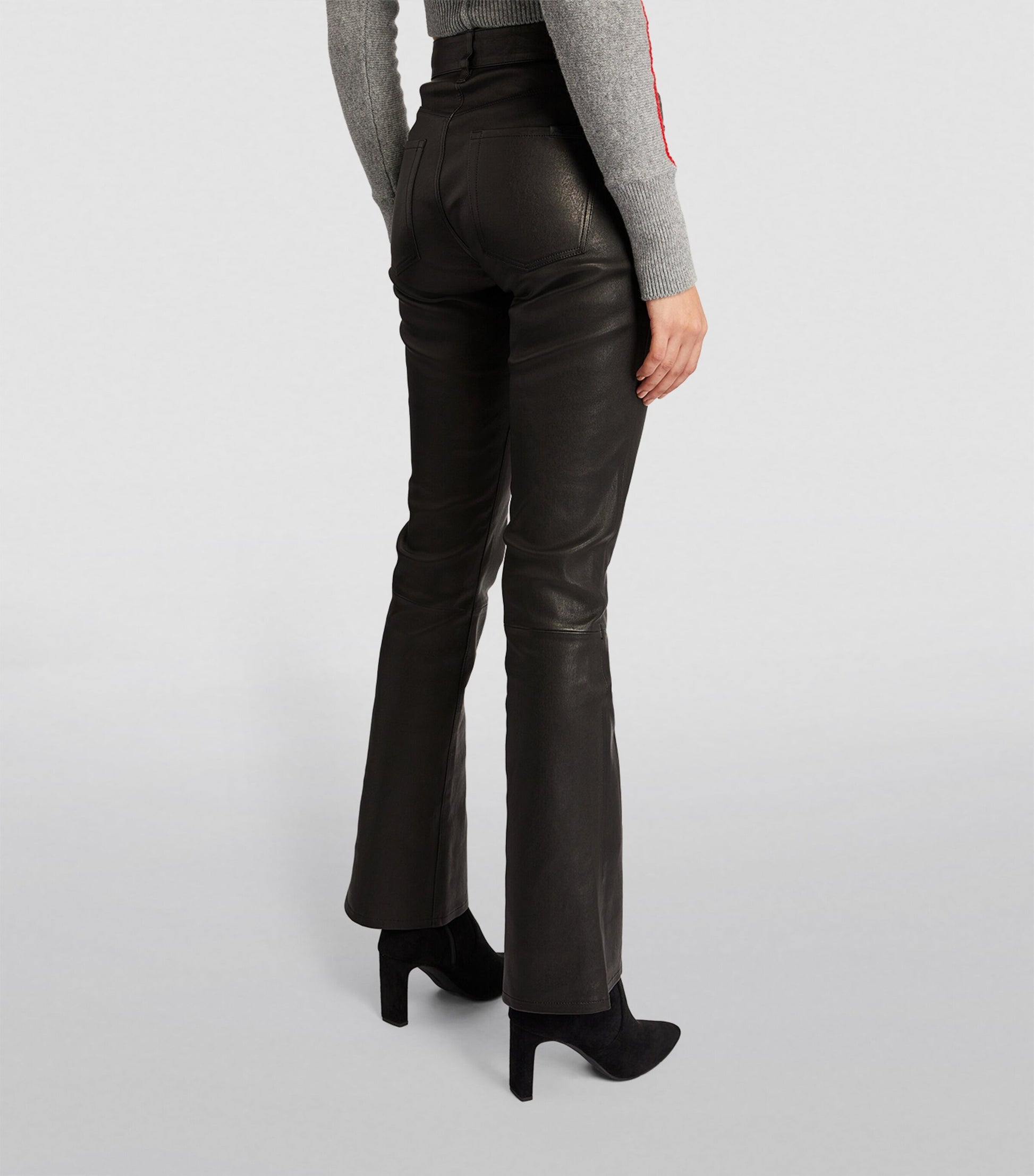 Leather Low-Rise Bootcut Jeans