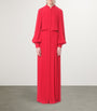 Valentino Red Silk Maxi Shirt Dress