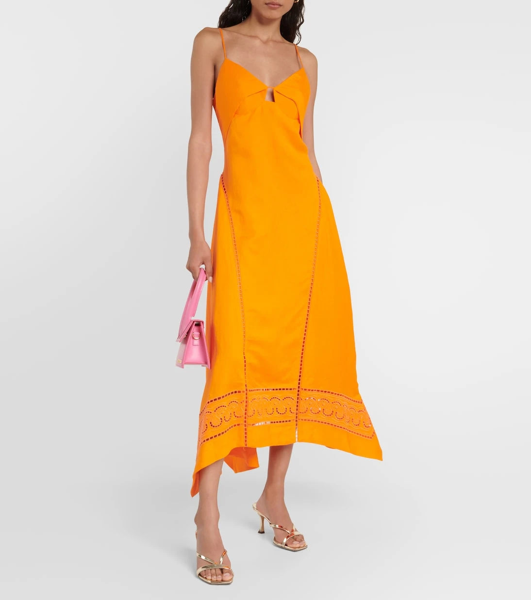 Simkhai - Valeria laser-cut linen-blend midi dress