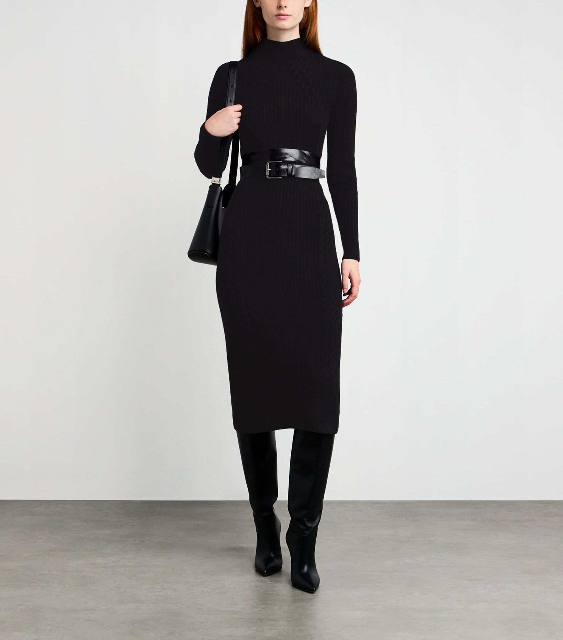 Black Wool-Cashmere Midi Dress