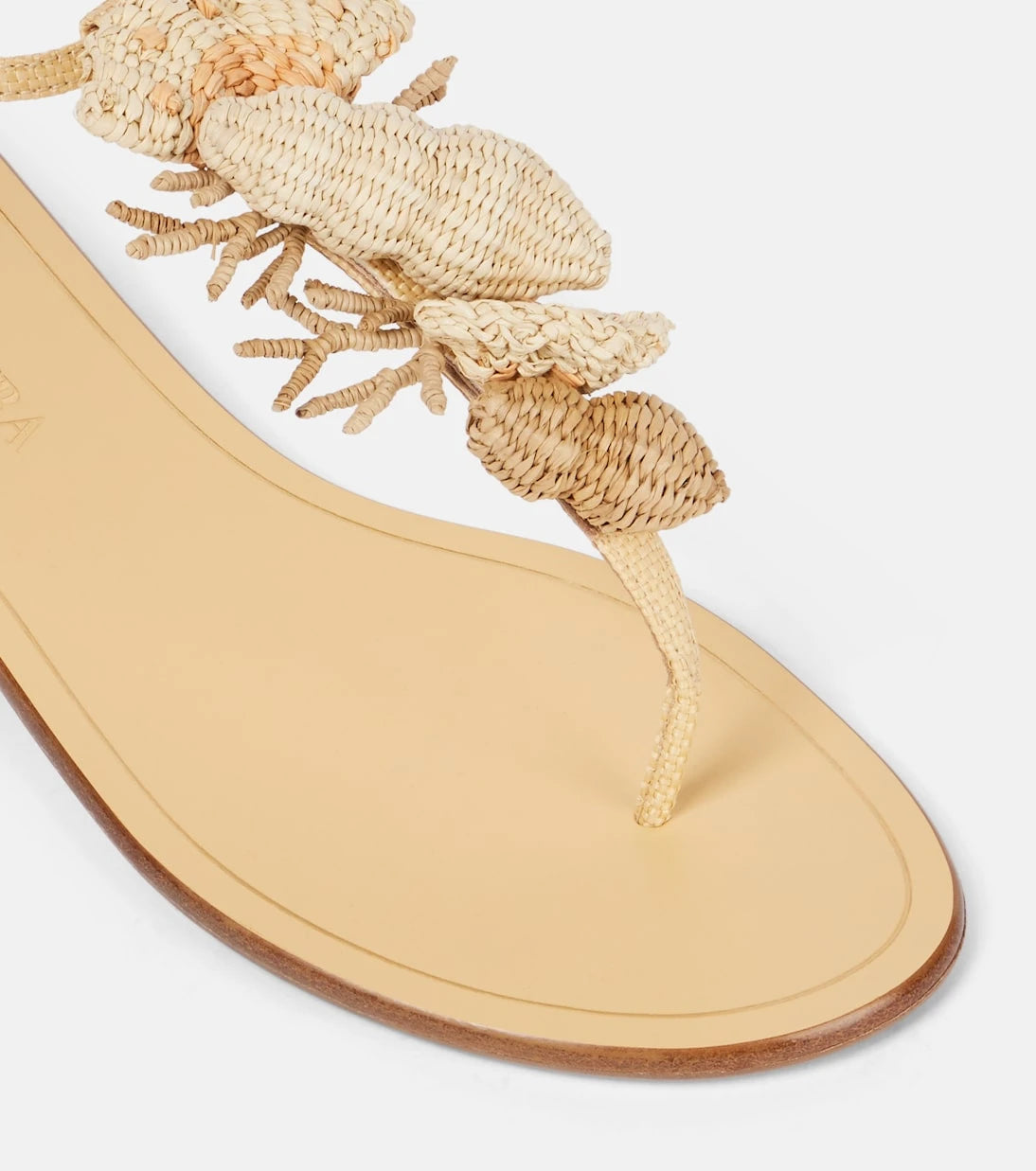 Aquazzura - Marea raffia-trimmed leather thong sandals