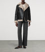 AllSaints Shearling Sola Leather Jacket BLACK/NATURAL