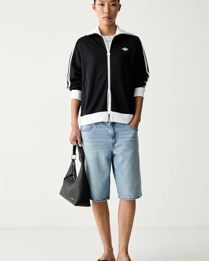 adidas Originals pamuklu fermuarlı kadın sweatshirt Beckenbauer