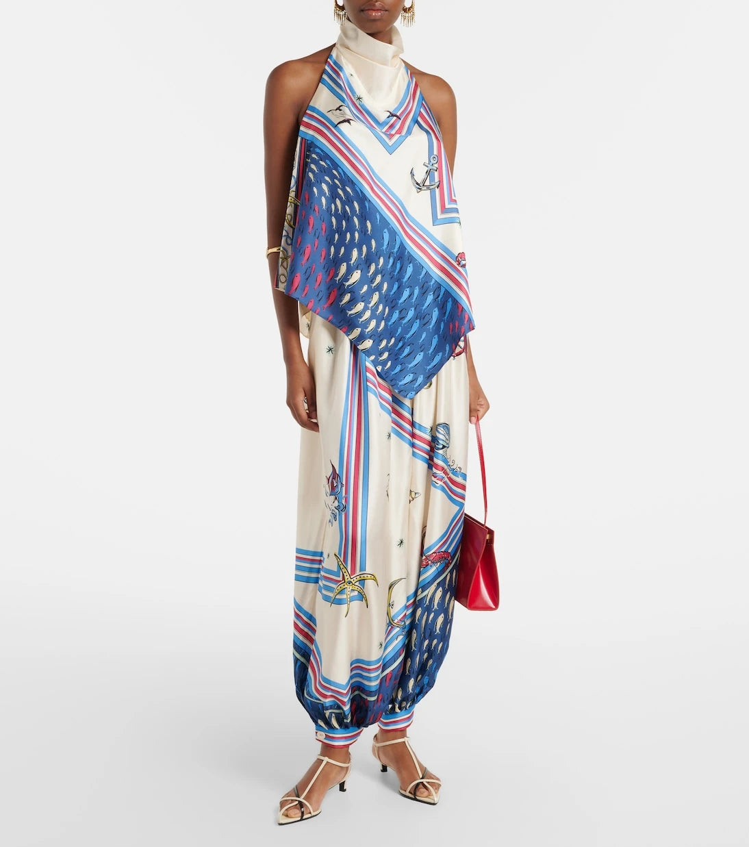 Alémais - Apollo printed cropped silk satin balloon pants