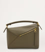 Green Small Leather Puzzle Edge Top-Handle Bag