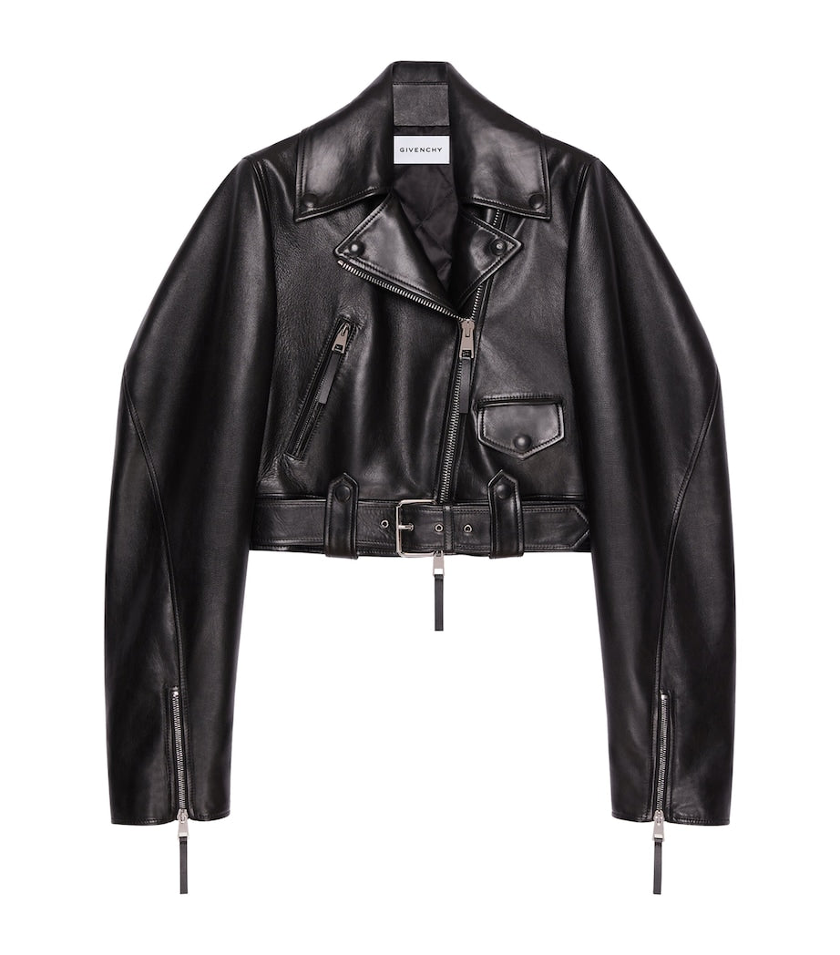 Givenchy Black Leather Cropped Cocoon Jacket