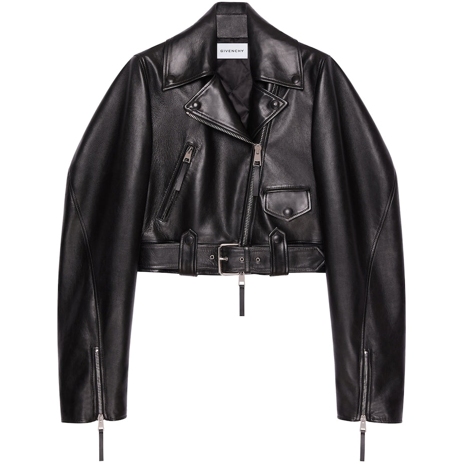 Givenchy Black Leather Cropped Cocoon Jacket