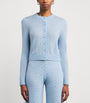 Allude Blue Wool-Cashmere Crystal-Embellished Cardigan