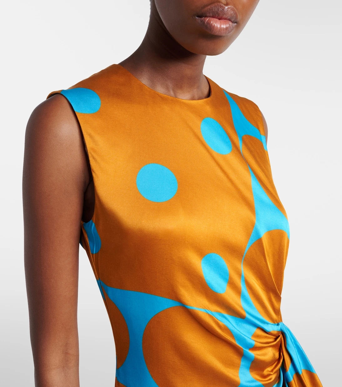 Dries Van Noten - Draped printed satin midi dress