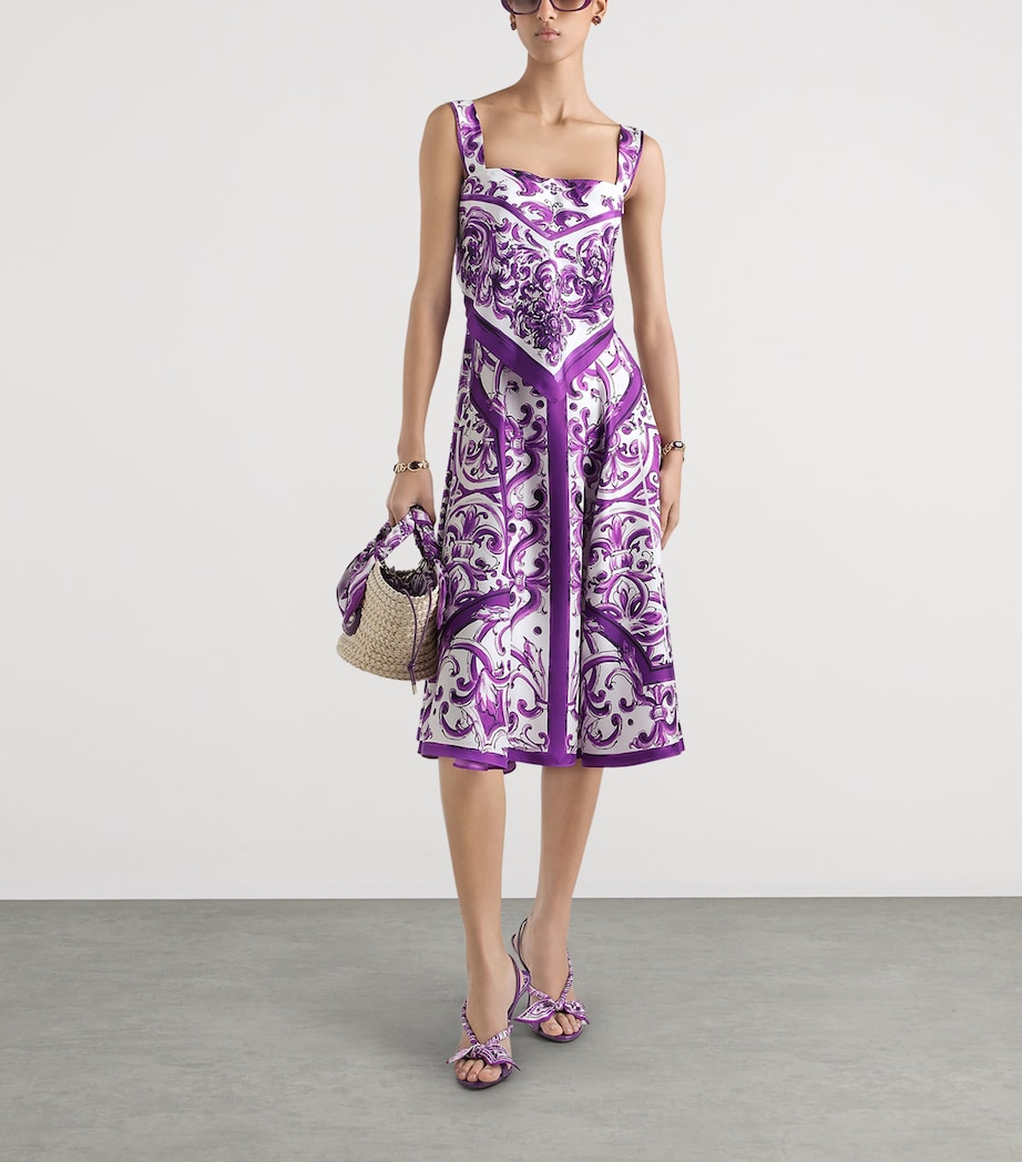 Dolce & Gabbana Multi Silk Majolica Print Midi Dress