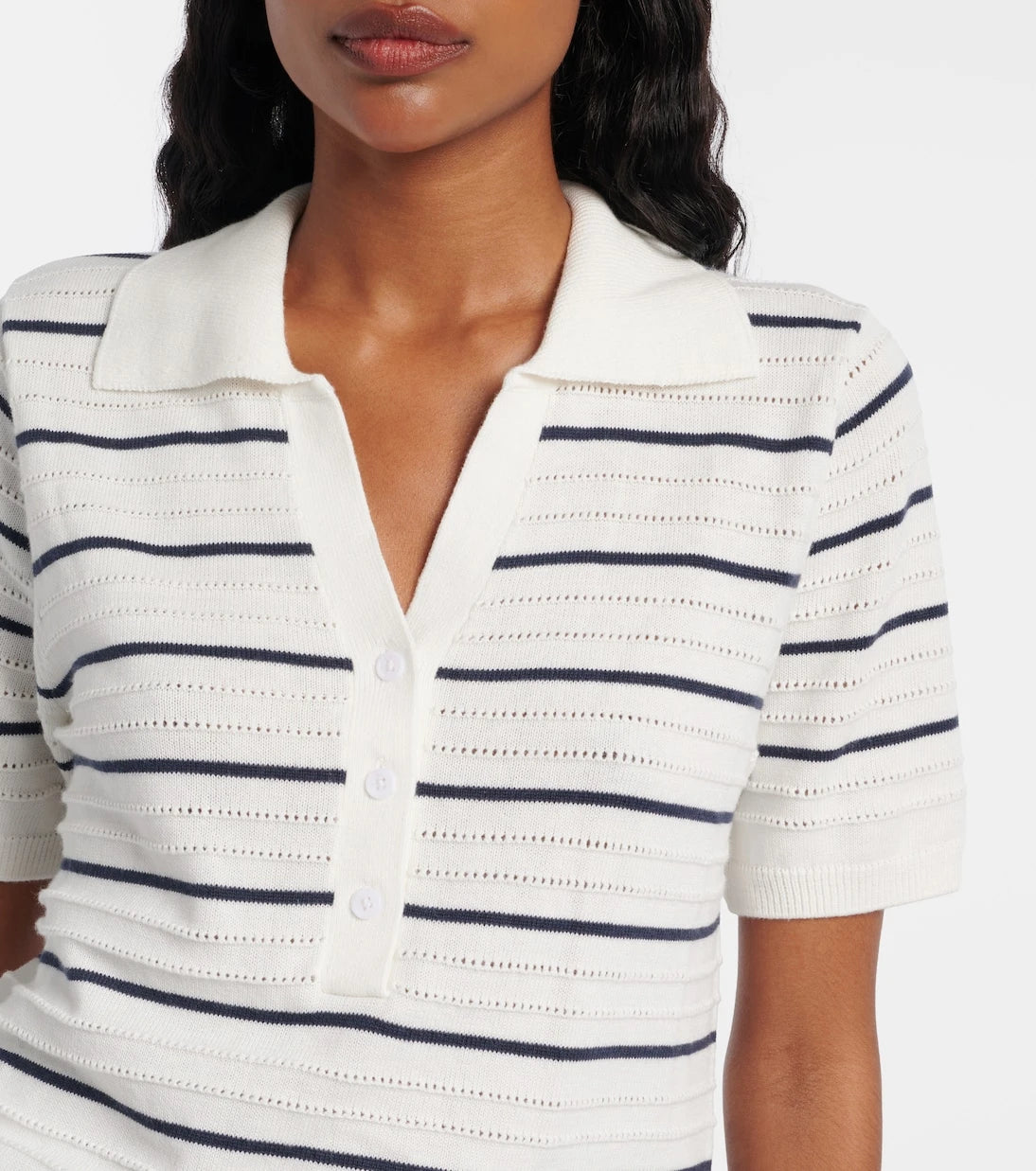 Varley - Wren striped cotton-blend polo shirt