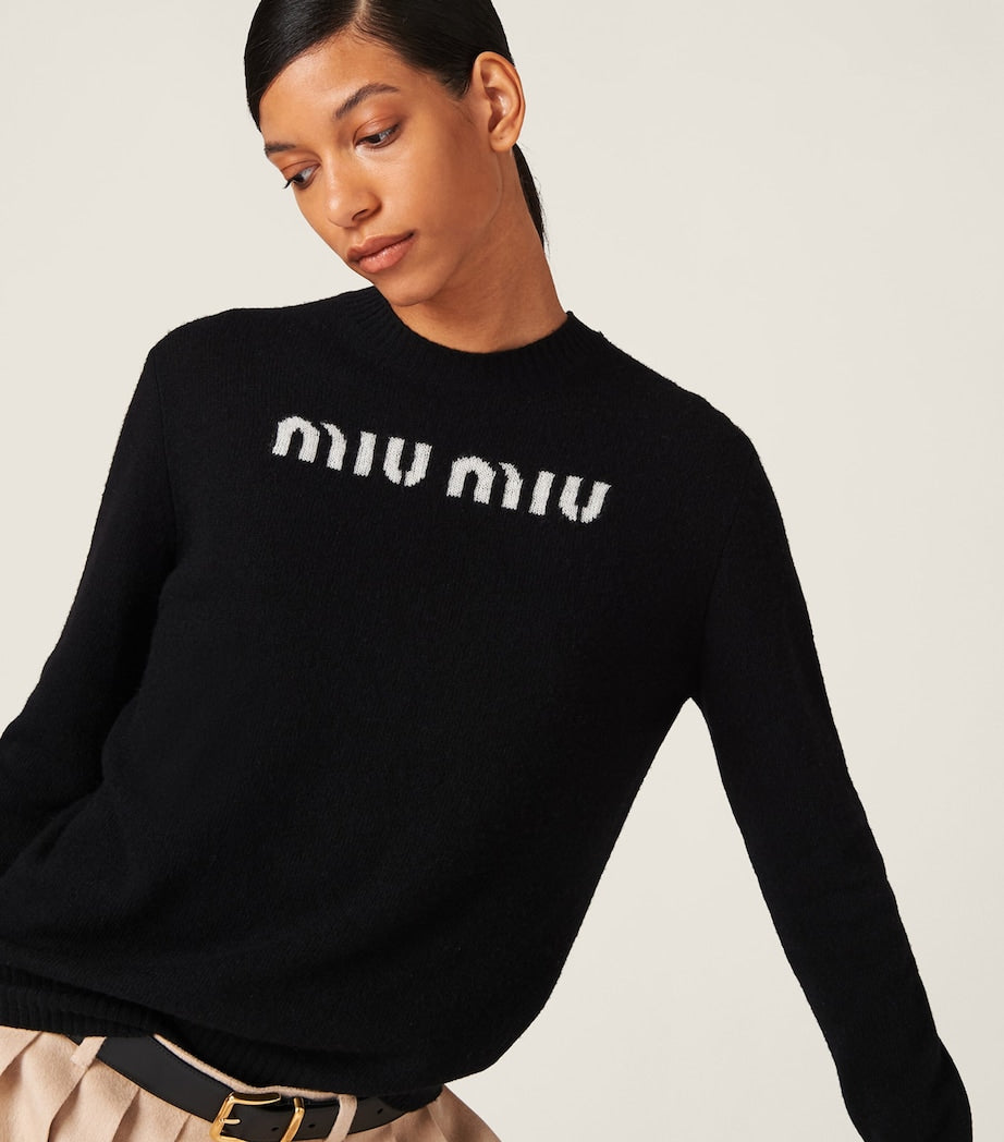 Black Cashmere Logo Sweater