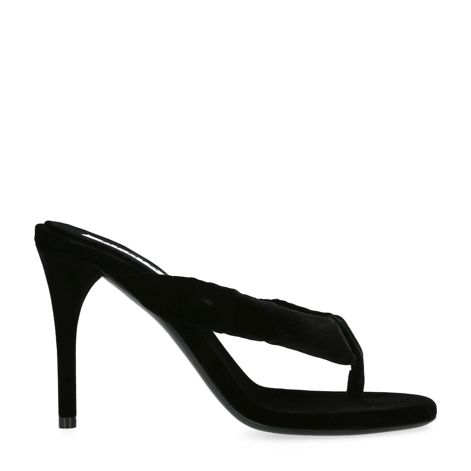 Alaïa Black Velvet Thong Sandals 90
