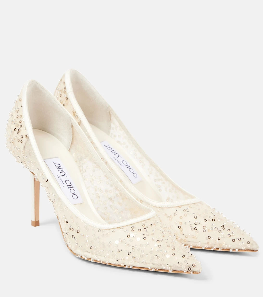 Jimmy Choo - حذاء بكعب عالٍ Love 85 شبكي مطرز بالخرز