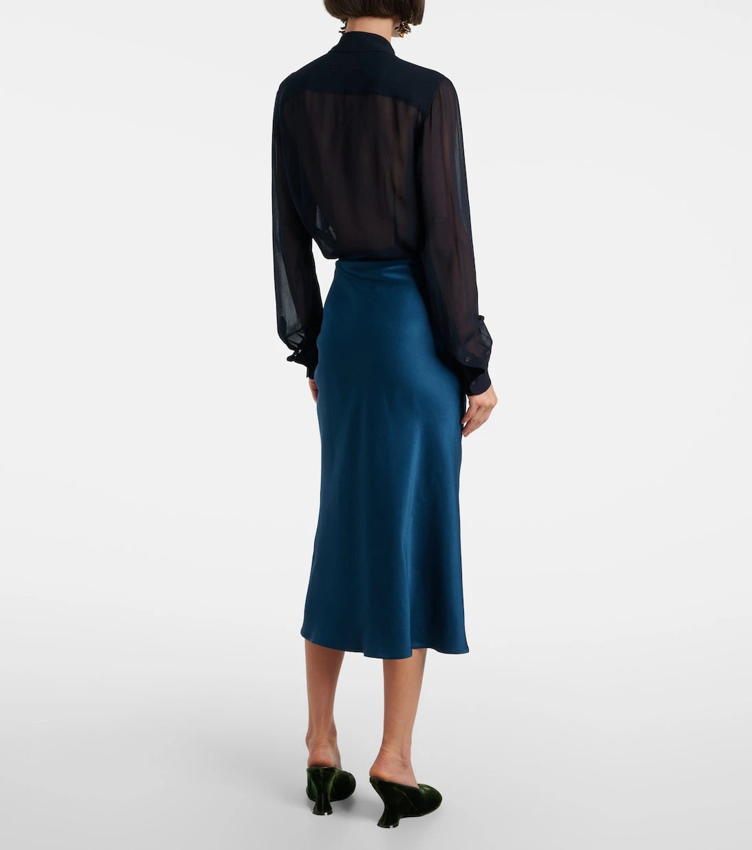 Dries Van Noten - Gathered satin midi skirt