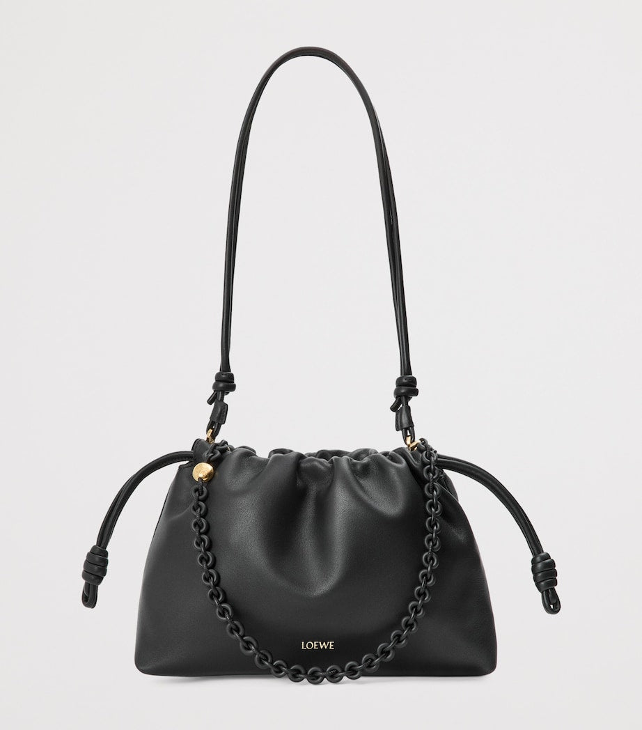 Black Medium Leather Flamenco Purse