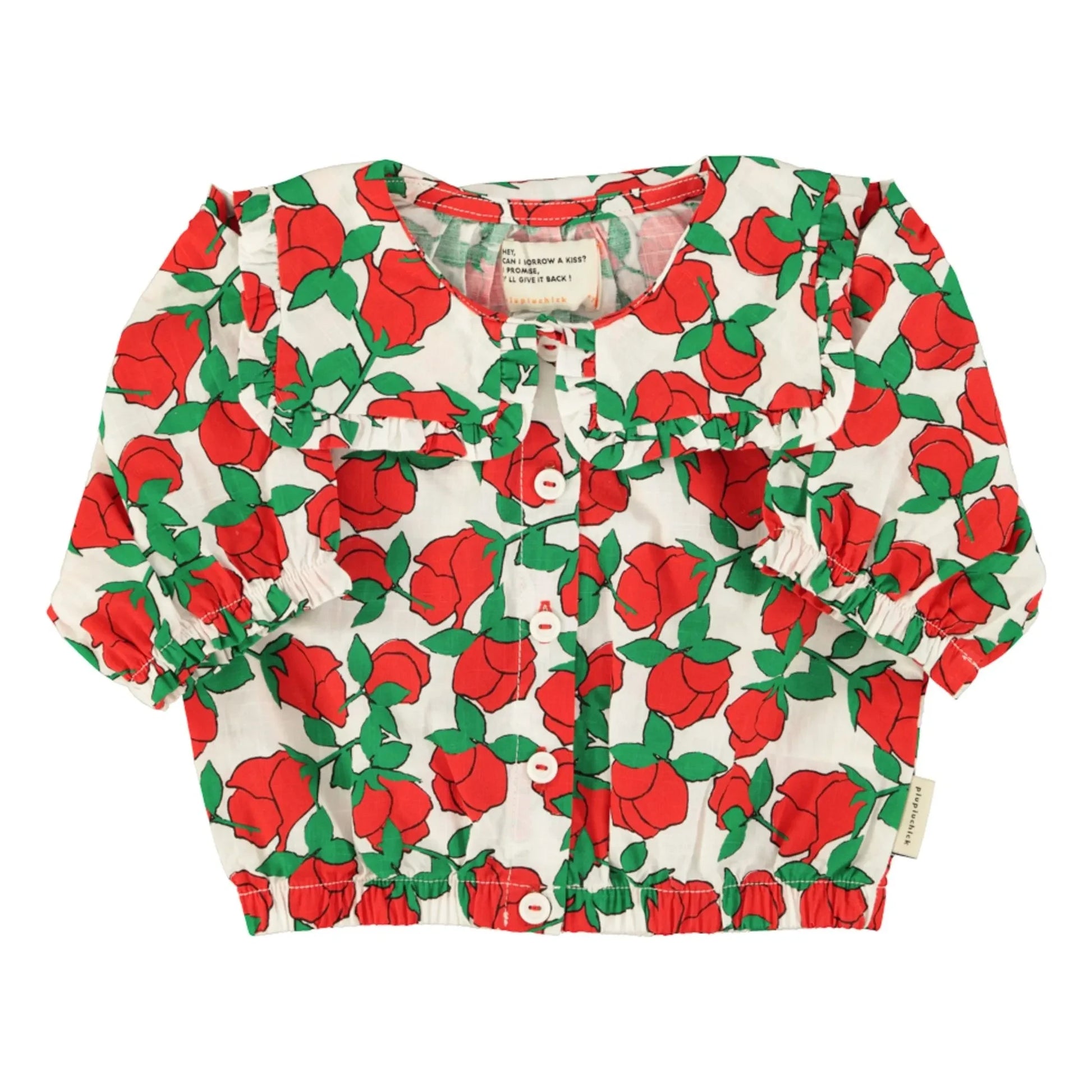 Piupiuchick - Blouse Col Claudine Fleurie | White