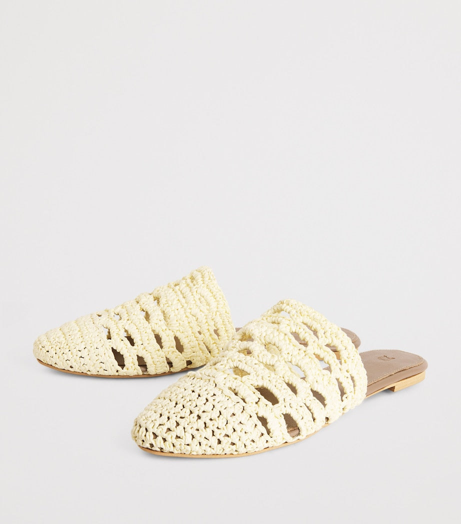 RAMLA Beige Raffia Mules