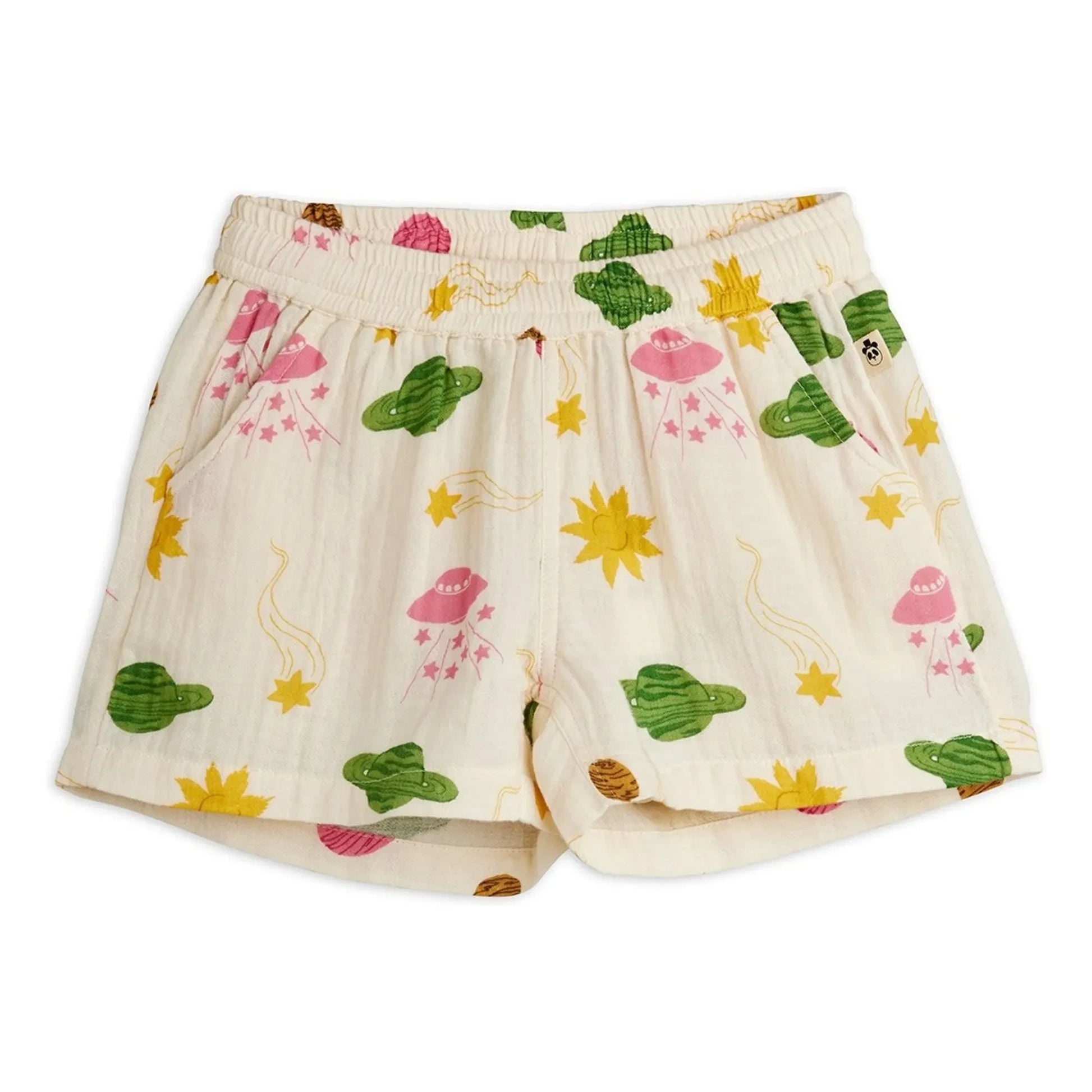 Mini Rodini - Espace shorts Organic cotton gauze | Ecru