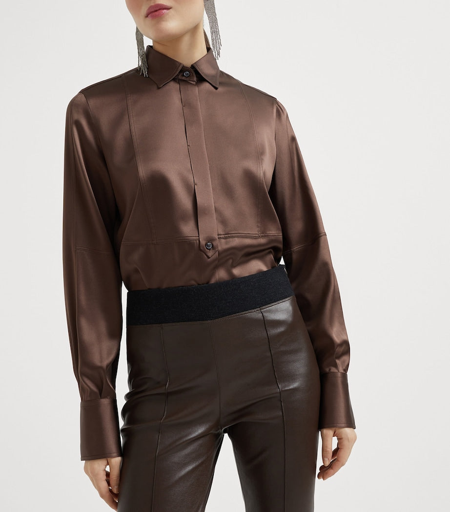 Brunello Cucinelli Brown Leather Slim Leggings