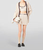 Miu Miu Neutral Cashmere Pleated Mini Skirt
