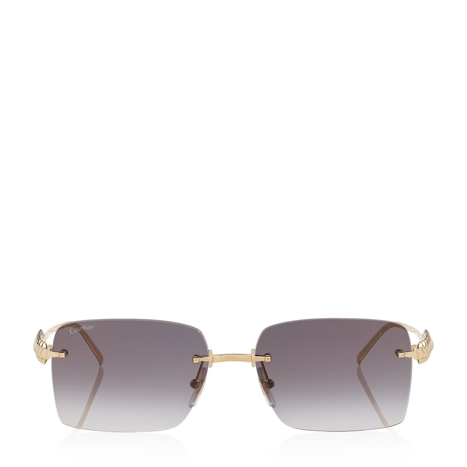 Cartier Gold Metal 06L001801 Rectangle Sunglasses