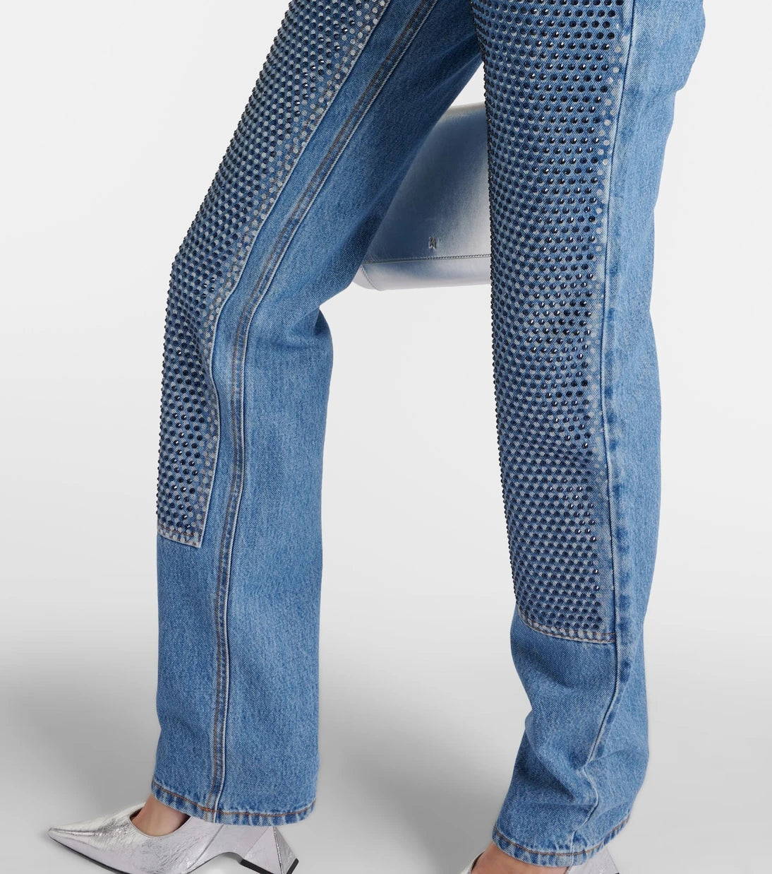 Area - Crystal-embellished high-rise straight jeans
