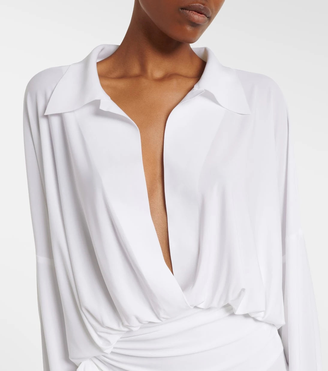 Norma Kamali - Asymmetric draped jersey minidress