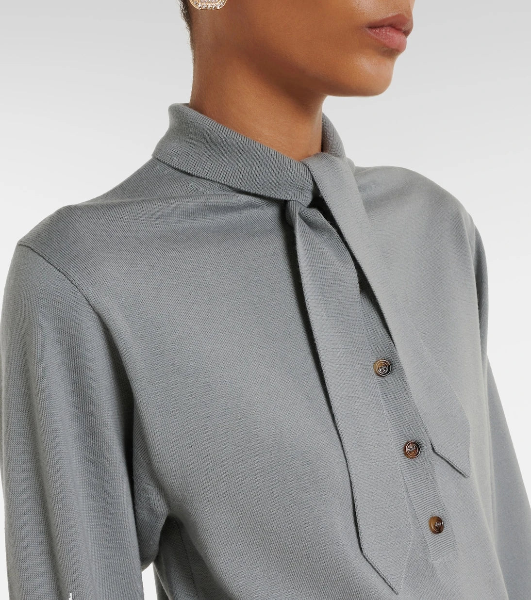 Valentino - Tie-neck virgin wool sweater