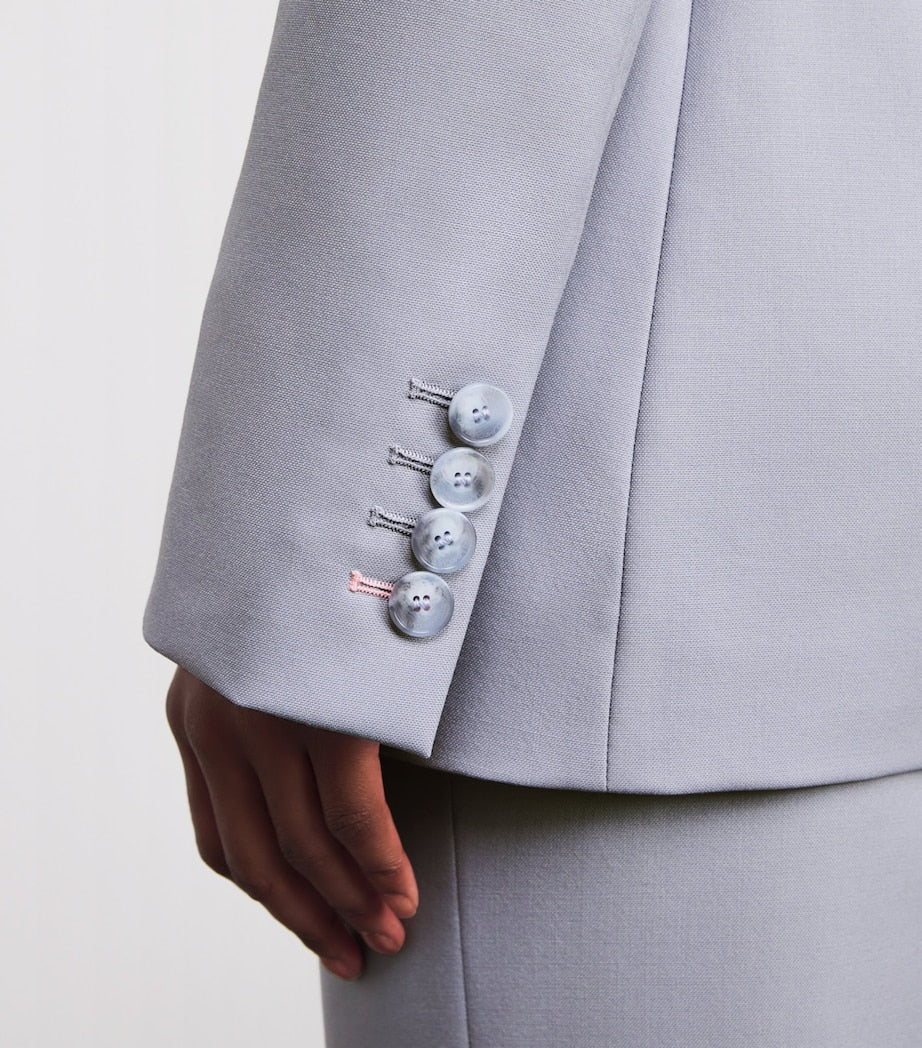 Blue Wool Single-Breasted Blazer