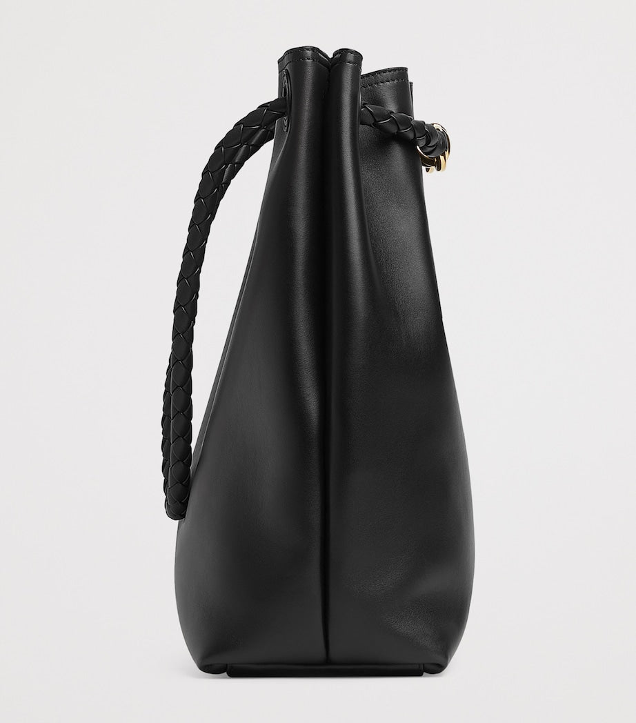 Black Leather Andiamo Bucket Bag