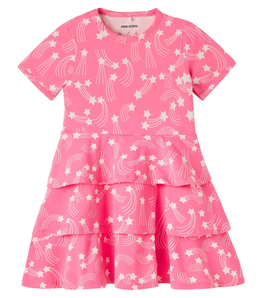 Mini Rodini - Printed tiered cotton-blend jersey dress