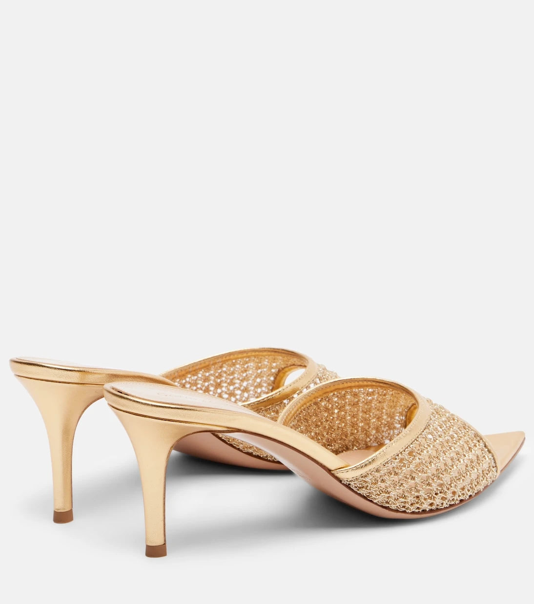 Gianvito Rossi - Dorotea metallic leather-trimmed mules
