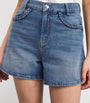 Blue Denim Braided-Trim Shorts