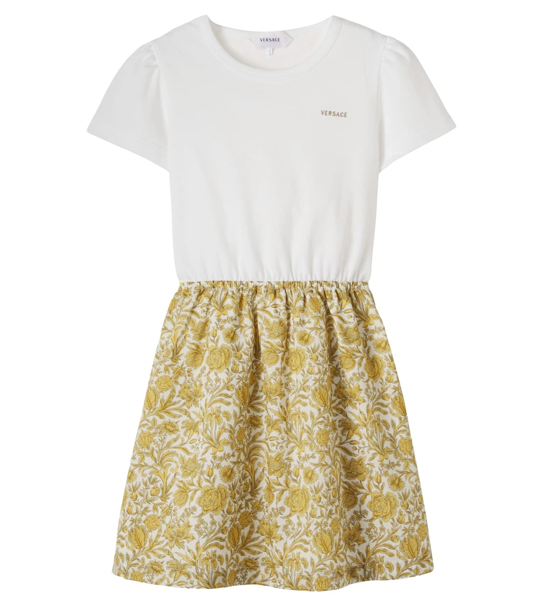 Versace Kids - Floral cotton piqué and poplin dress