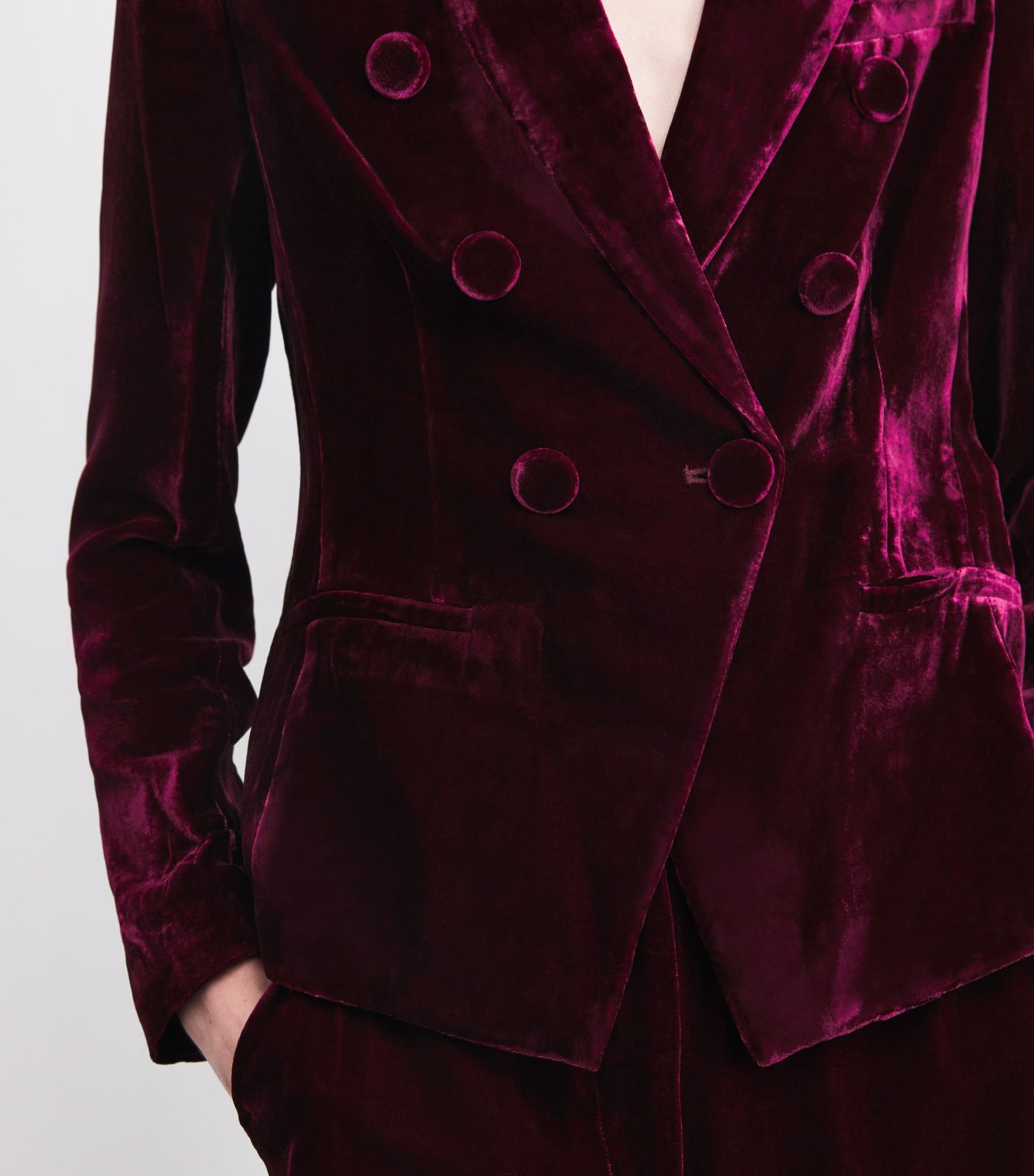 L'Agence Purple Velvet Marie Double-Breasted Blazer