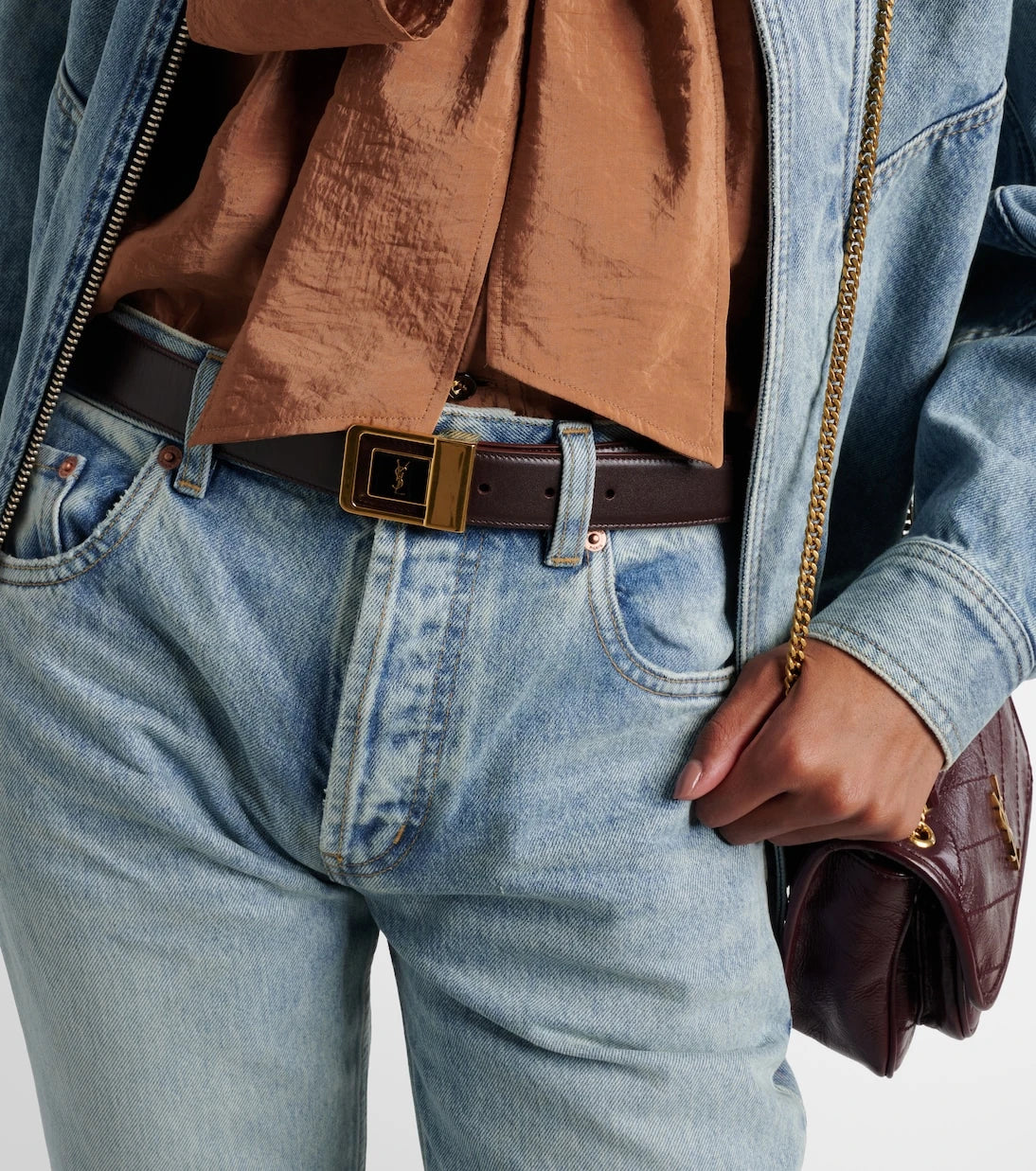 Saint Laurent - Cassandre leather belt