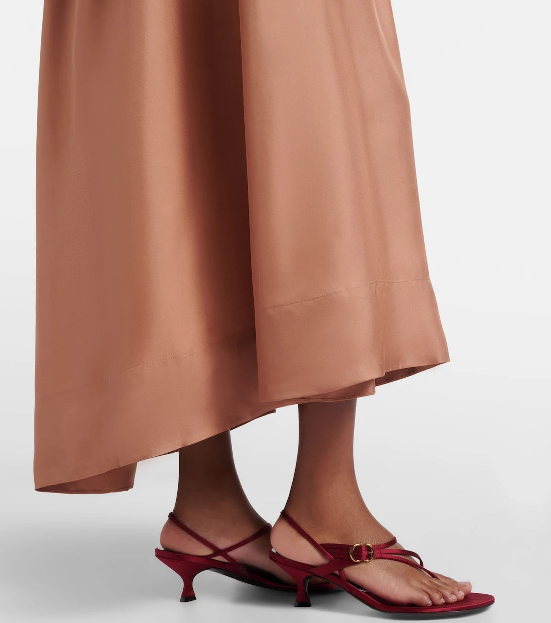 Asceno - Heather pleated silk twill maxi dress