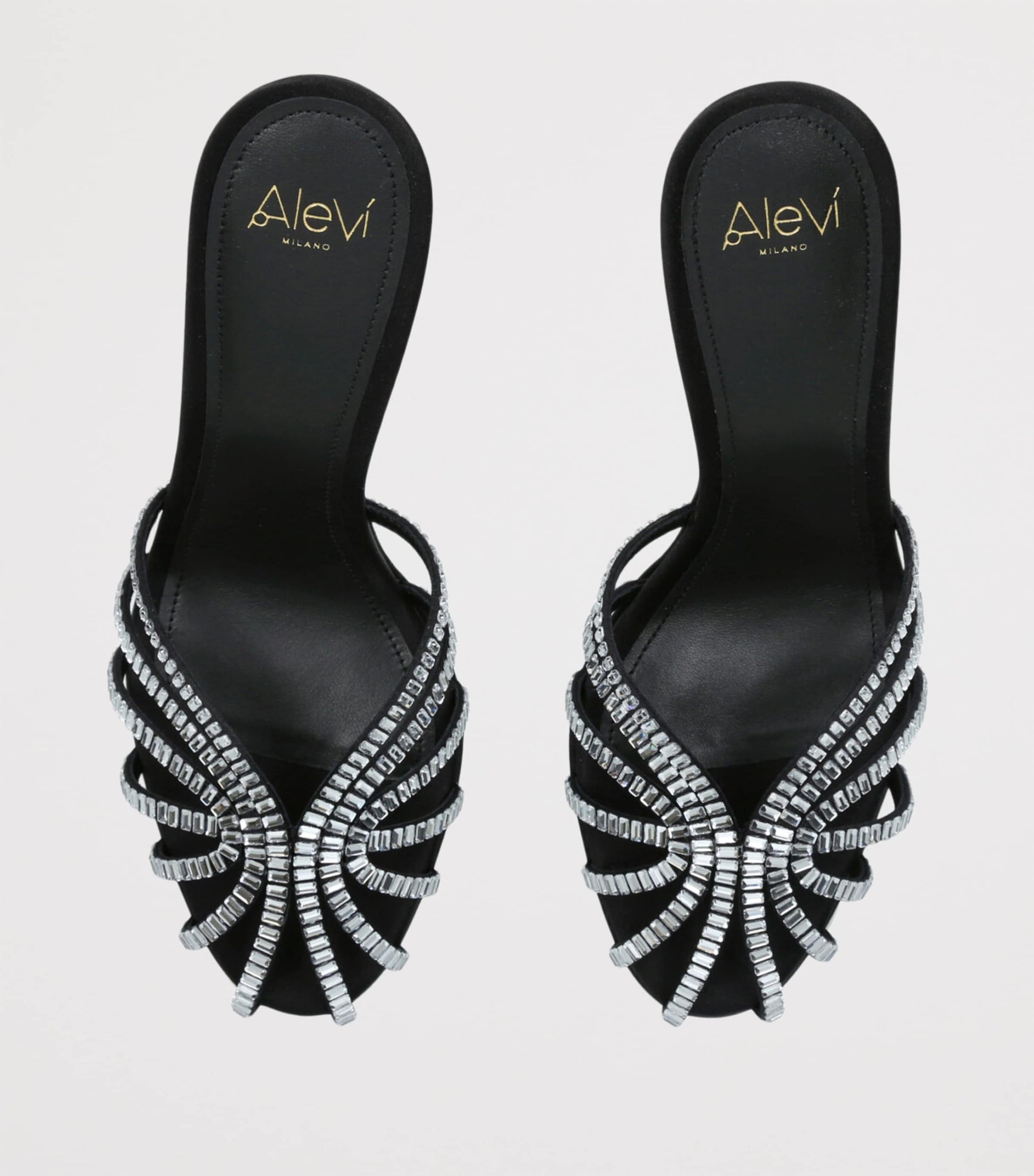 Alevi Black Satin Soraya Heeled Mules 95