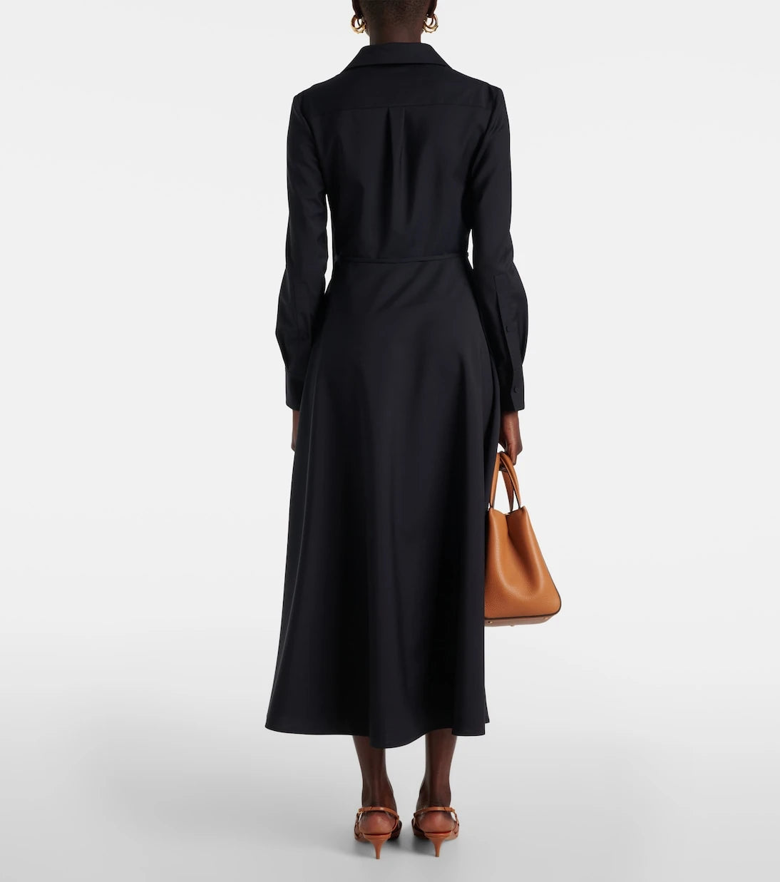 Valentino - Belted logo wool-blend midi dress
